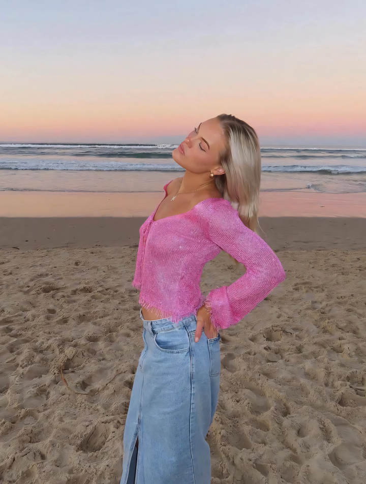 Rosy Charm Knit Top