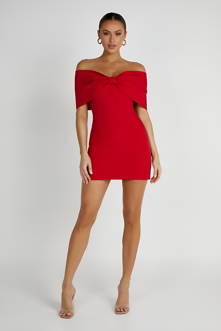Red Bow Mini Dress