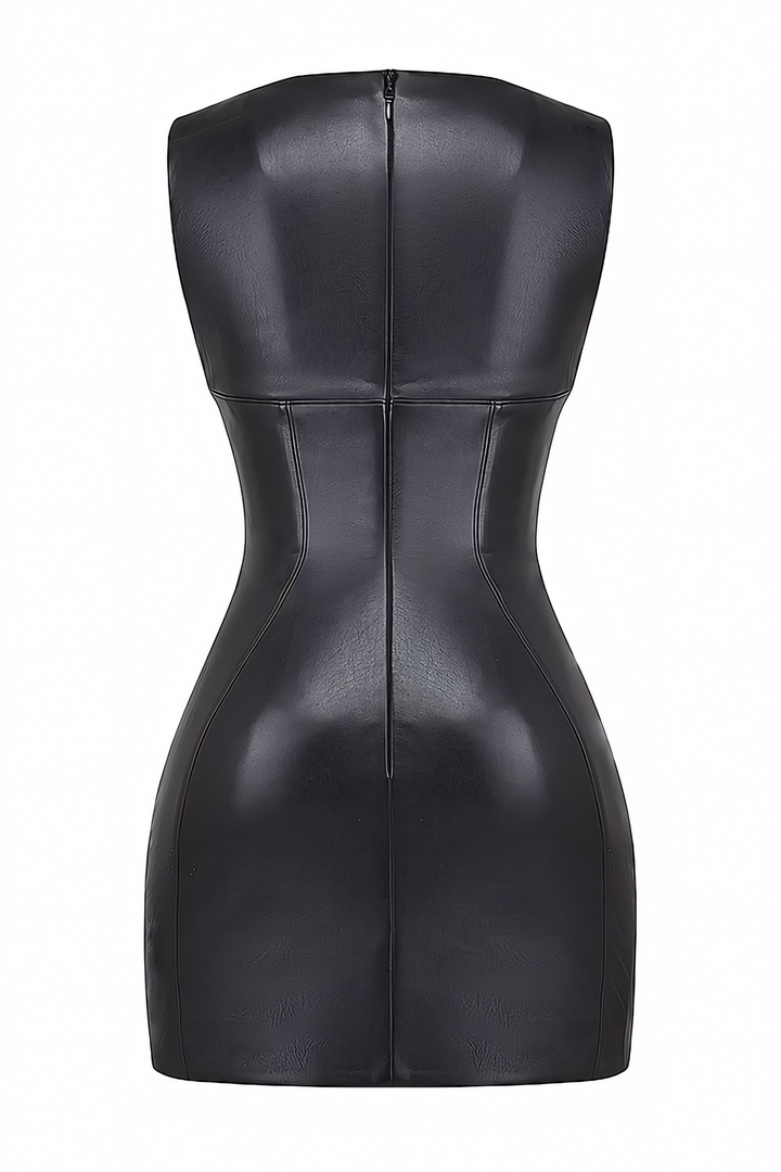 Black Vegan Leather Mini Dress