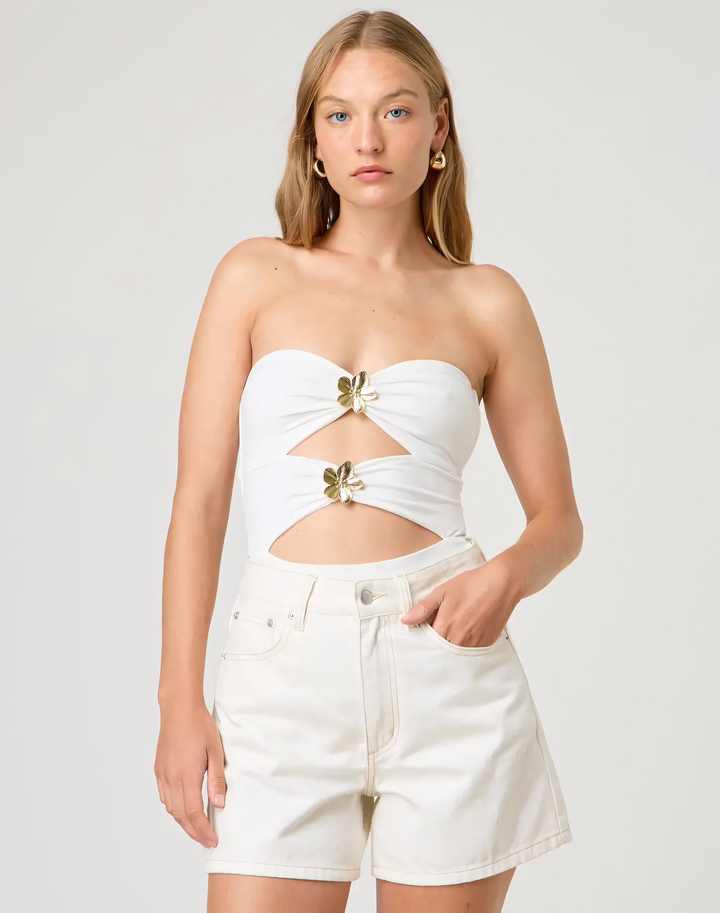 Strapless Flower Bodysuit