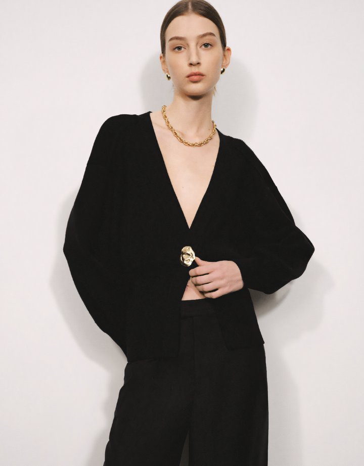 V-Neck Knitted Cardigan