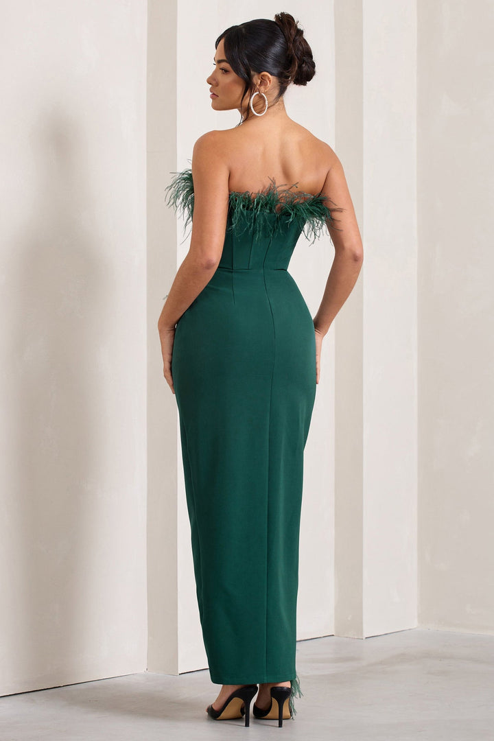 Emerald Feather Corset Gown