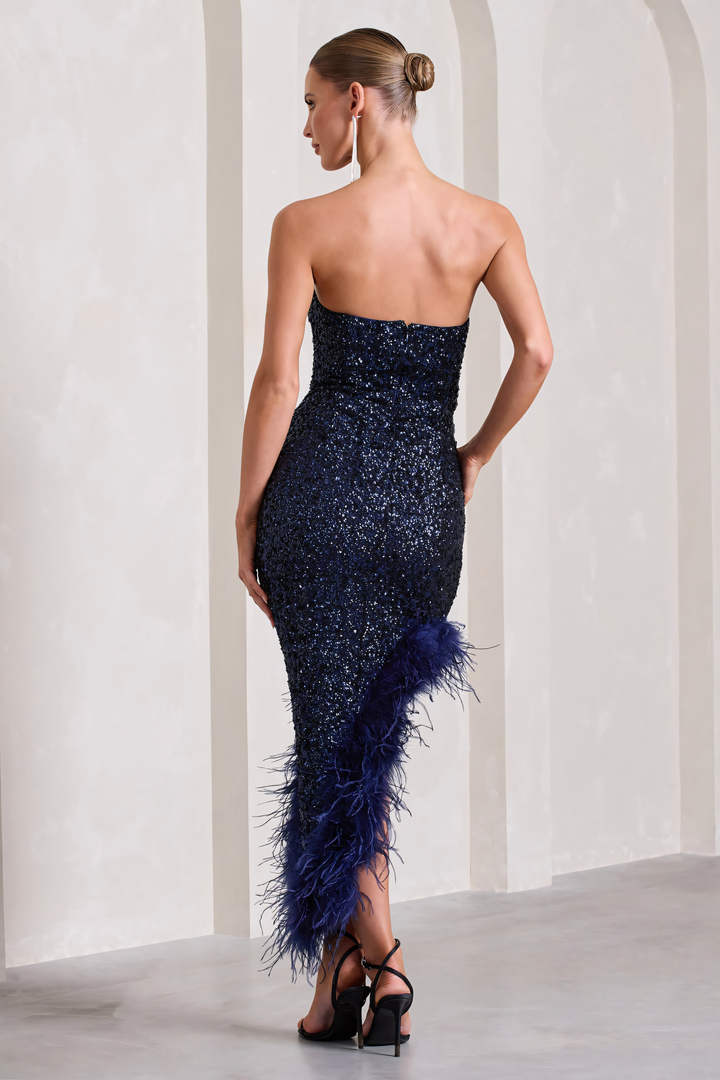 Asymmetric Bandeau Maxi Dress