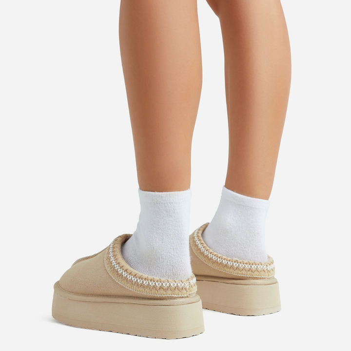 Cozy Crest Platform Mules