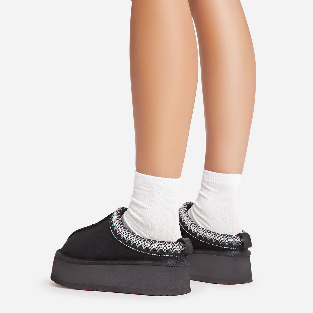 Cozy Crest Platform Mules
