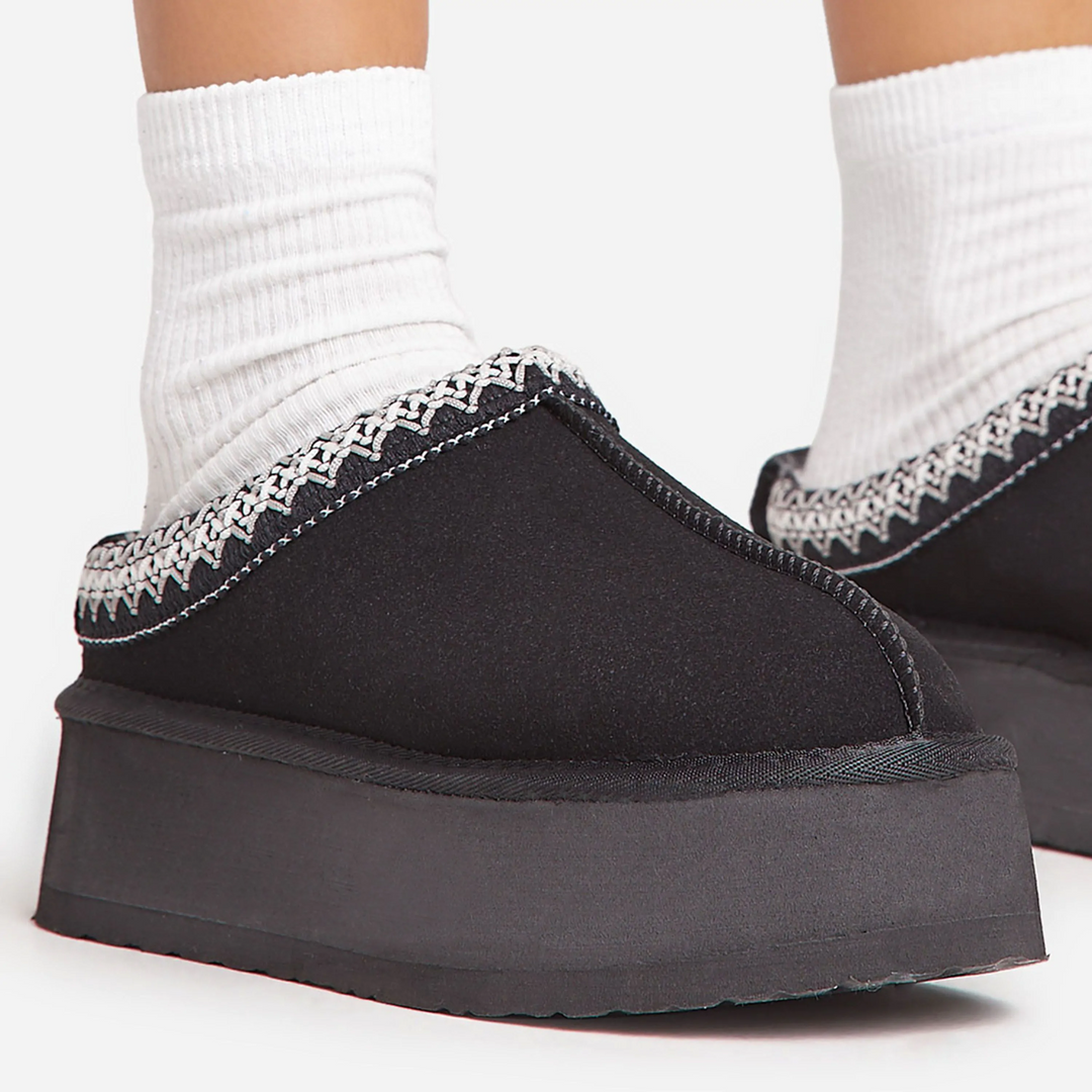 Cozy Crest Platform Mules