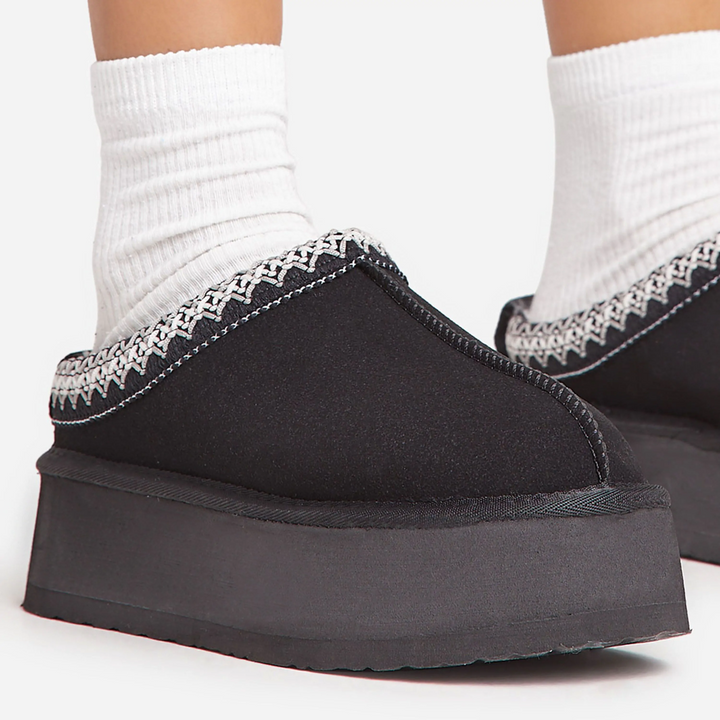 Cozy Crest Platform Mules