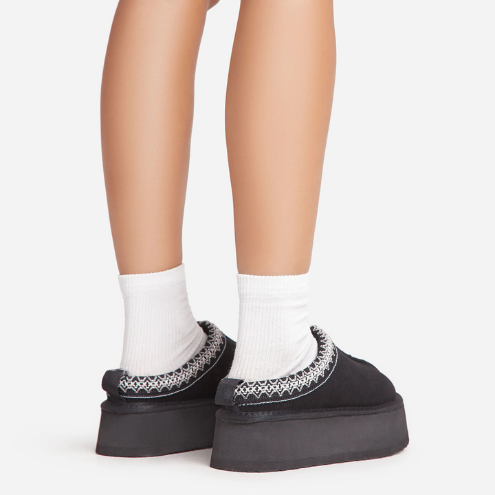 Cozy Crest Platform Mules