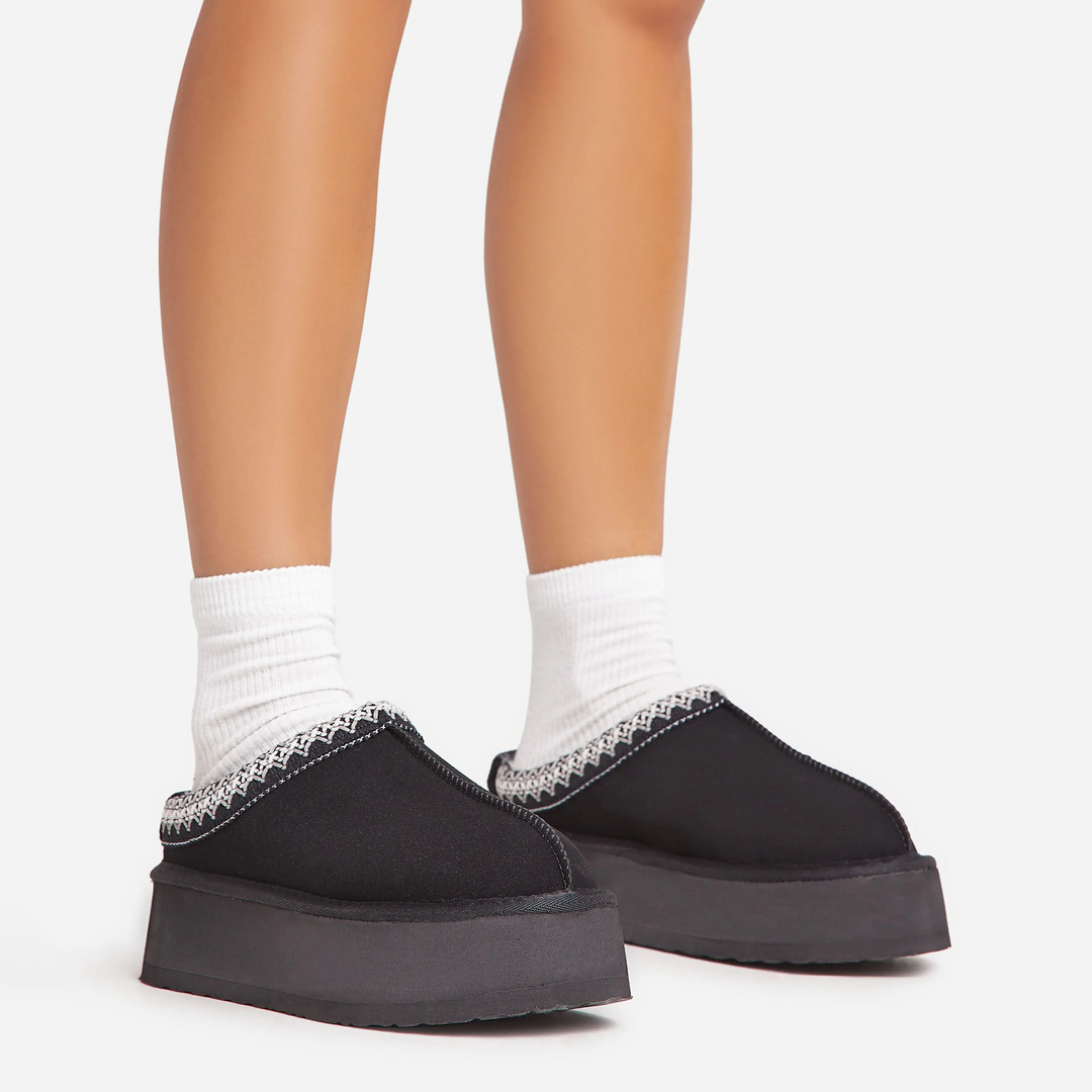 Cozy Crest Platform Mules