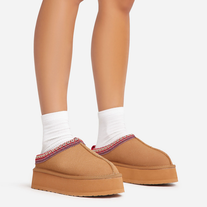 Cozy Crest Platform Mules