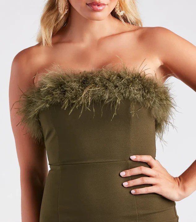 Strapless Feather Dress