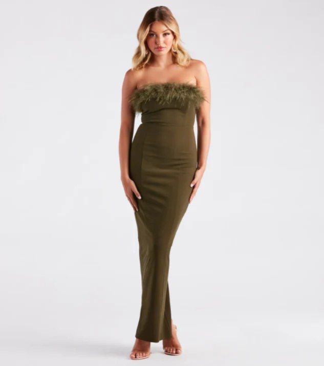 Strapless Feather Dress