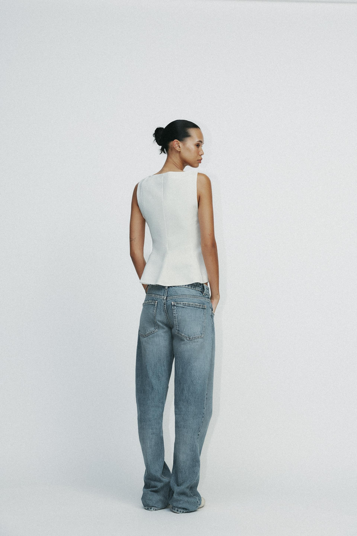 STRETCH PEPLUM TOP
