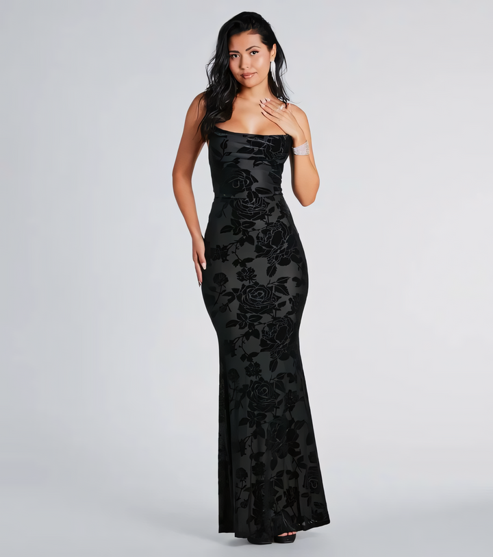Moonlit Velvet Lace Gown