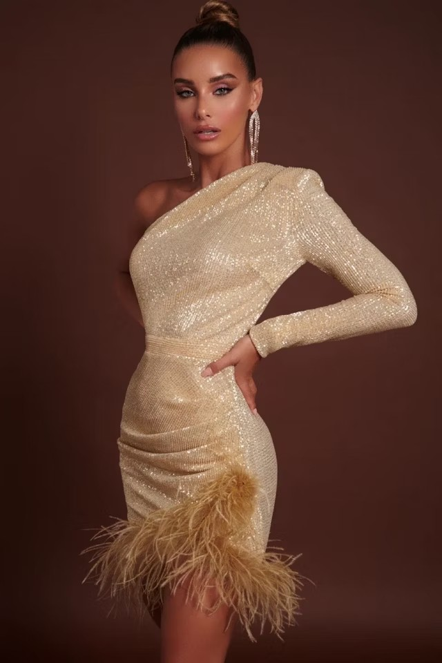 blakely pleated sequin mini dress